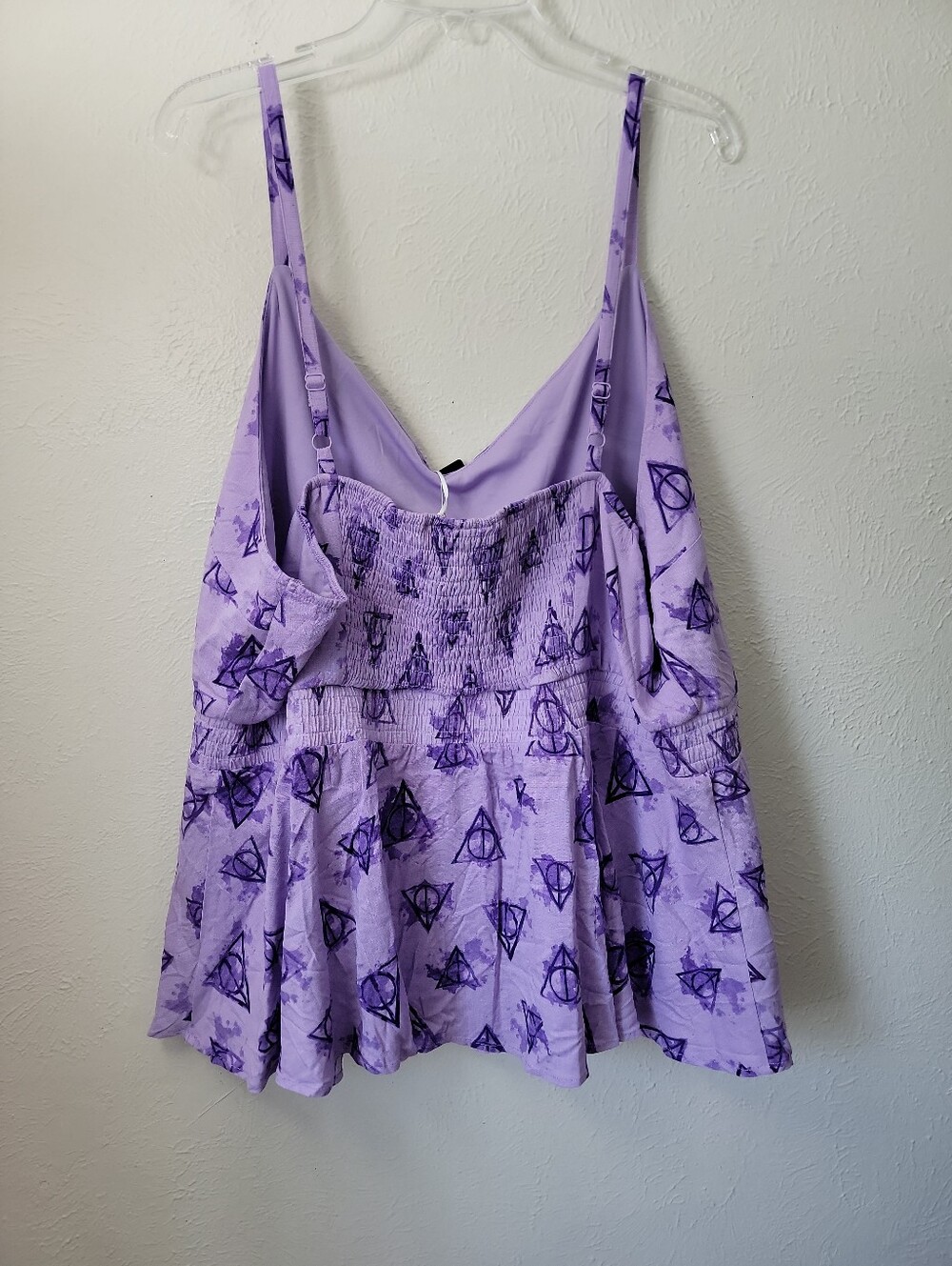 Torrid Harry Potter Deathly Hallows Lavender Purple Smocked Spaghetti Strap Tank